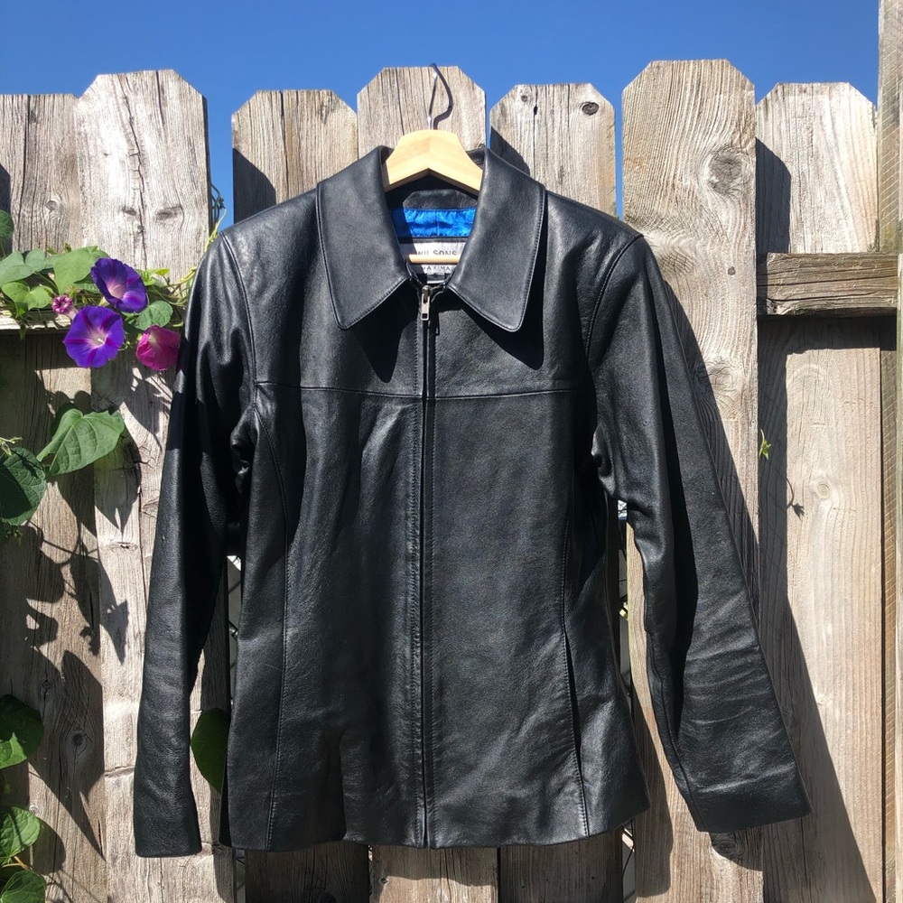 Vintage zip front leather jacket